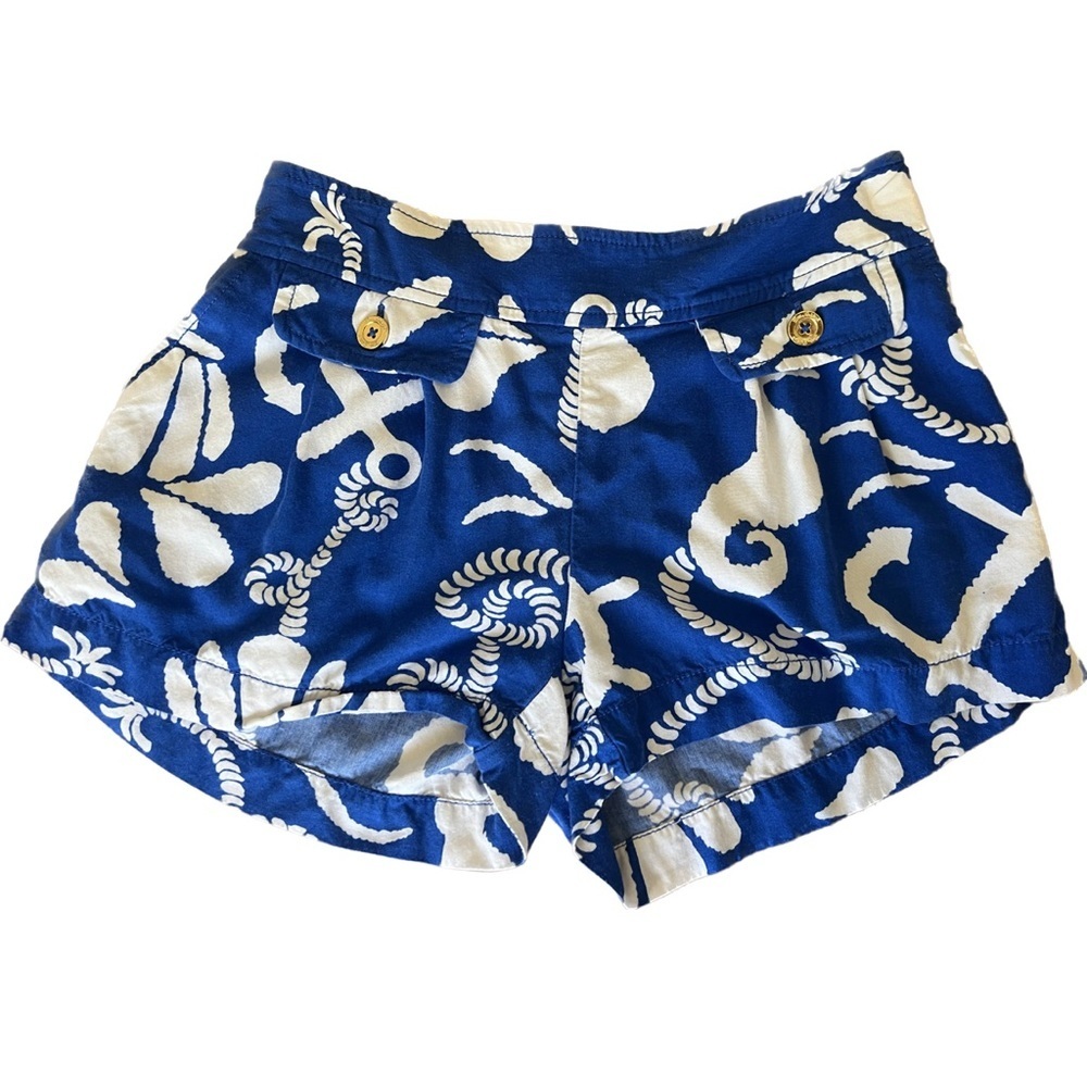 Lilly Pulitzer Blue and White Nautical Print Shorts
